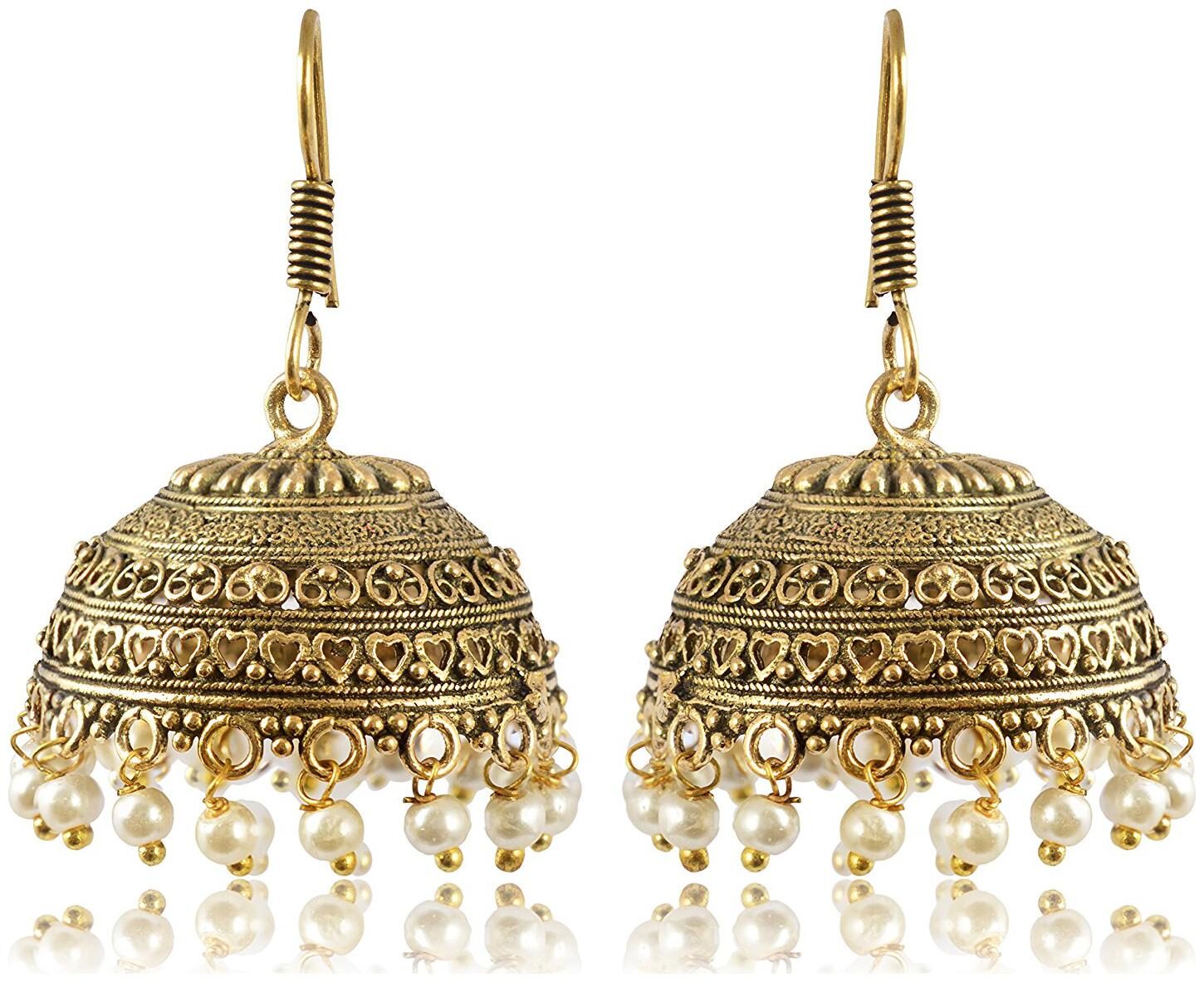 

Womens Earring Gold Oxidized Silver Jhumki Earrings for Women (E254) By the Roma Brothers