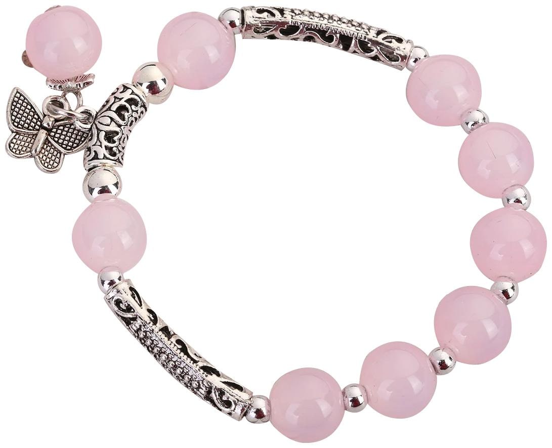 

Enso Beaded Charm Bracelet - Pink and Silver