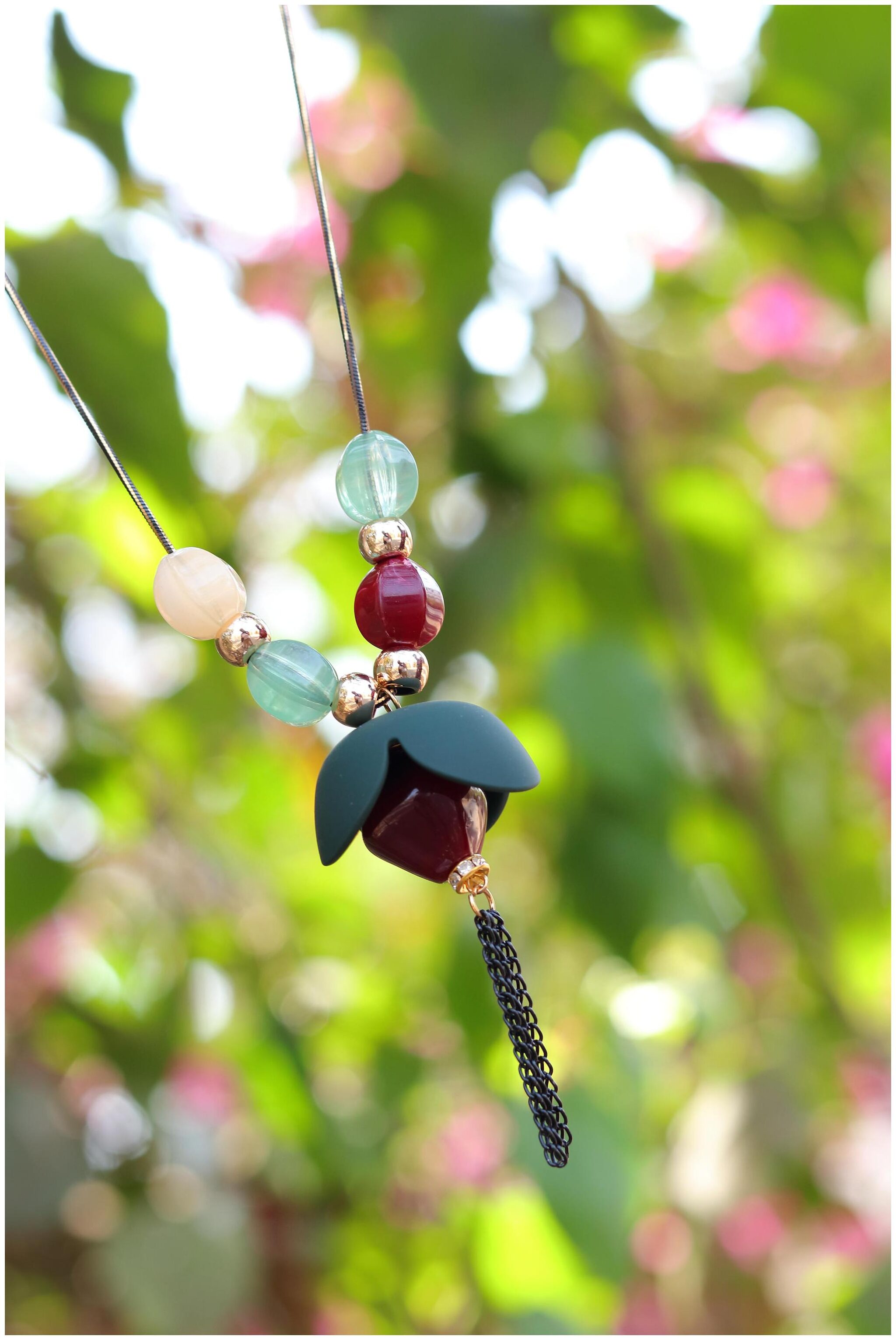 

Imporeted Beaded Long Chian with Tasselled Pendant