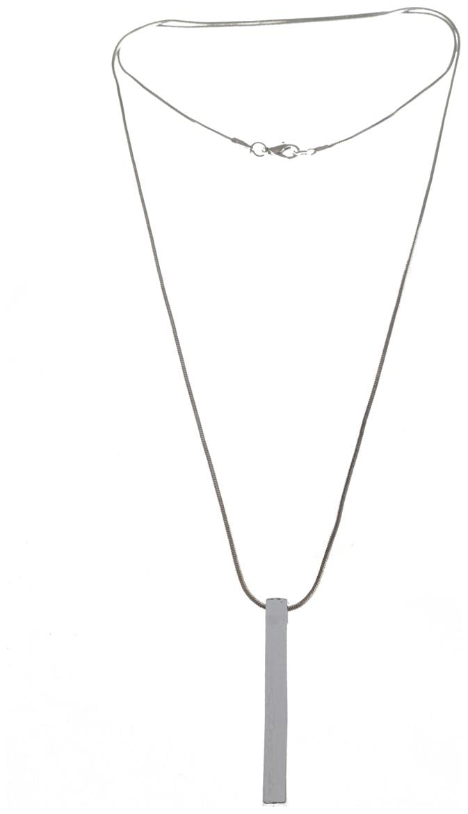 

Enso Bar Layered Pendant with Long Chain - Grey