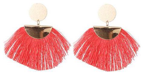 

Enso Red Tasselled Dangle Earring