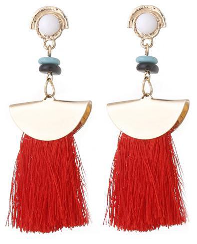 

Enso Red Tasselled Dangle Earring
