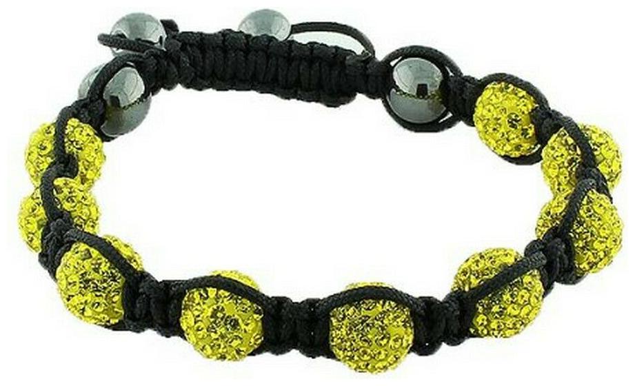

Yellow CZ Black Cord Macrame Beaded Bracelet