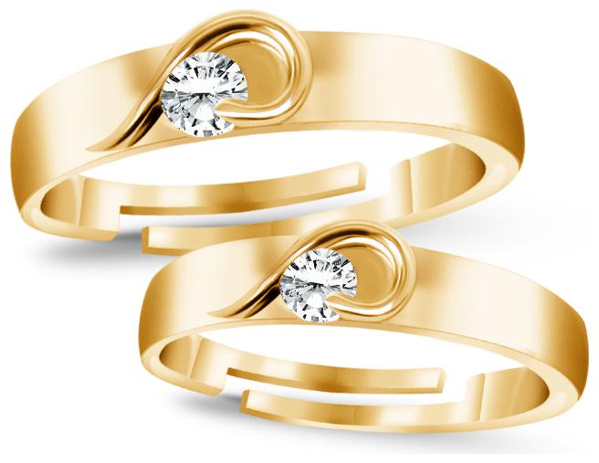 

Yellow Gold Plate Half Heart Simple Circle Real Love Couple Ring