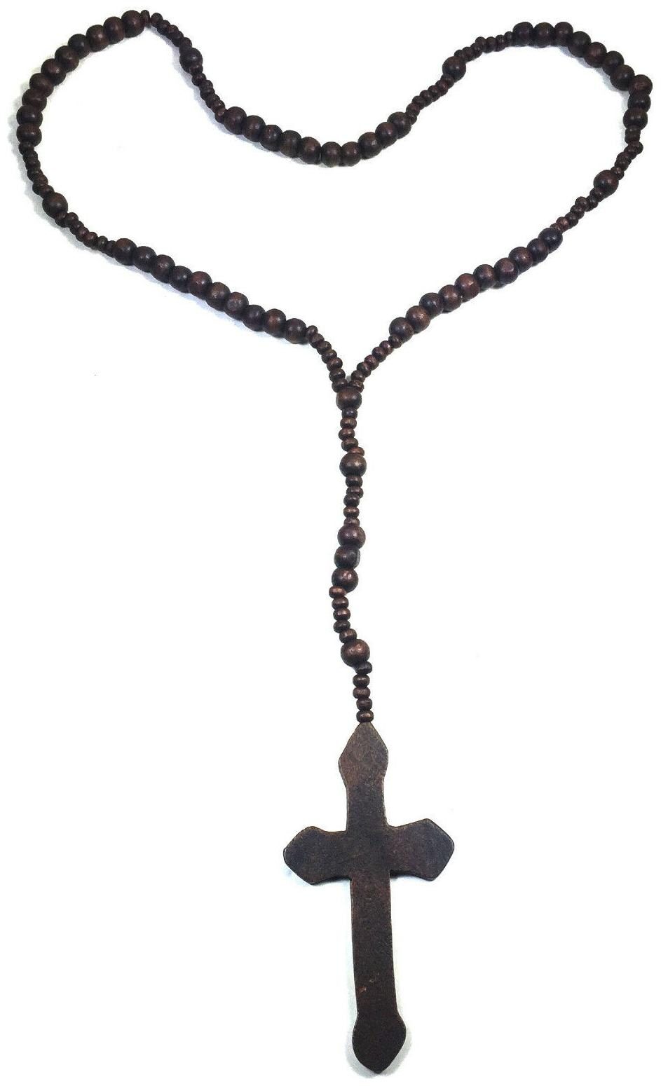 

Yeshua Necklace Wood Cross Our Lord Savior Jesus Christ Necklace WOOD CROSS