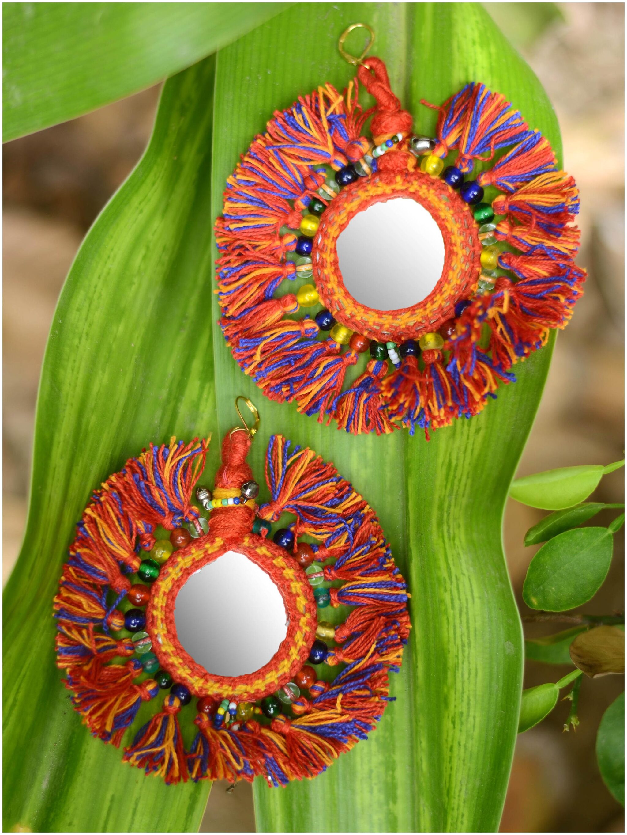 

Krafted With Happiness Tassel Mirror Handcrafted Earrings -