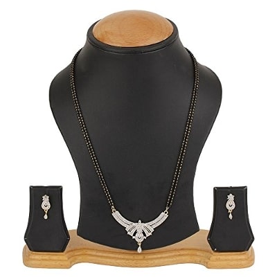 

Youbella American Diamond Gold Plated Mangalsutra With Chain And Earrings For Women