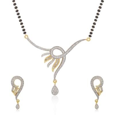 

YouBella American Diamond Gold Plated Mangalsutra Pendant with Earrings for Women
