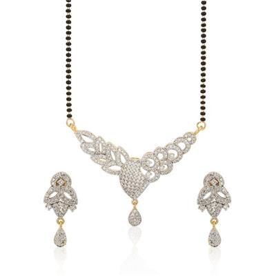 

YouBella American Diamond Gold Plated Mangalsutra with Chain for Women