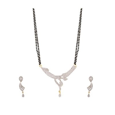

Youbella American Diamond Gold Plated Mangalsutra With Chain And Earrings For Women