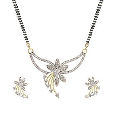 

Youbella American Diamond Gold Plated Mangalsutra With Chain And Earrings For Women
