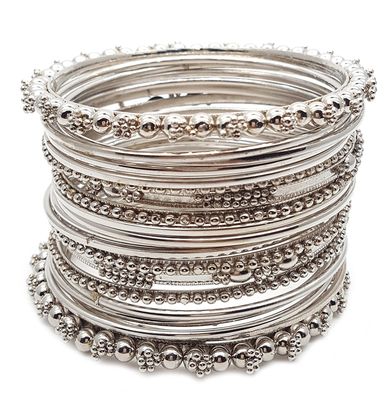 

YouBella Antique Look Jewellery Silver Plated Traditional Bracelet Bangles set for women (2 6)