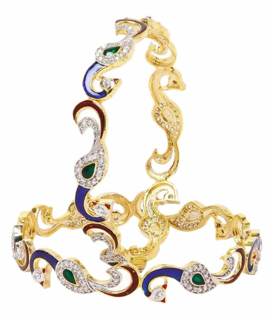 

YouBella Dancing Peacock American Diamond Bangles For Women