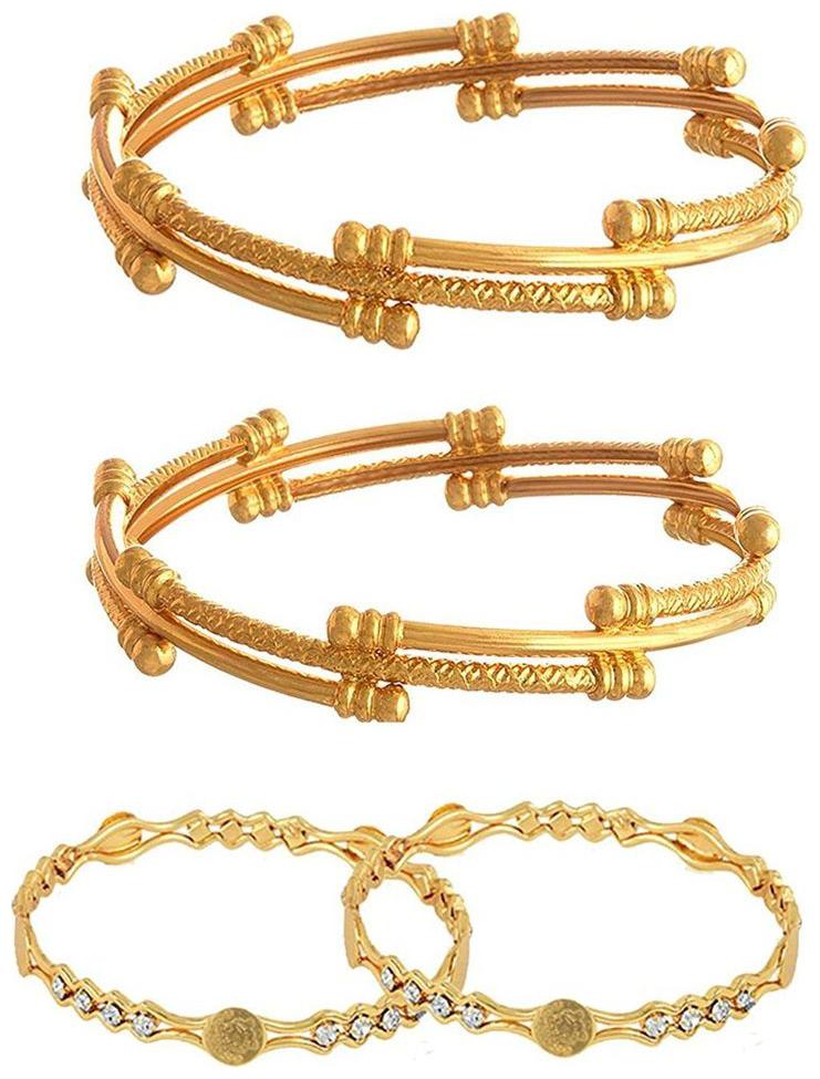 

YouBella Fashion Jewellery Traditional Combo of Gold Plated Bracelet Bangles Set For Girls and Women (2 4)