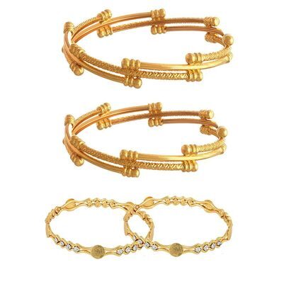 

YouBella Fashion Jewellery Traditional Combo of Gold Plated Bracelet Bangles Set For Girls and Women (2 4)