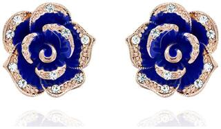 YouBella Jewellery Gold Plated Crystal Fancy Party Wear Earrings for Girls and Women (DARK BLUE)
