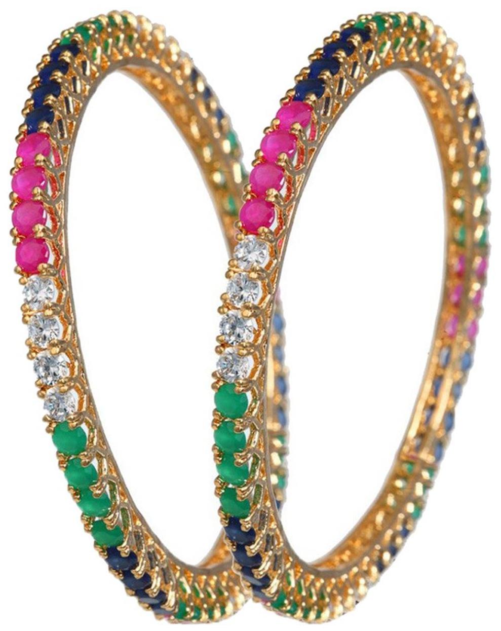 

YouBella Multicolor American Diamond Bangles For Women