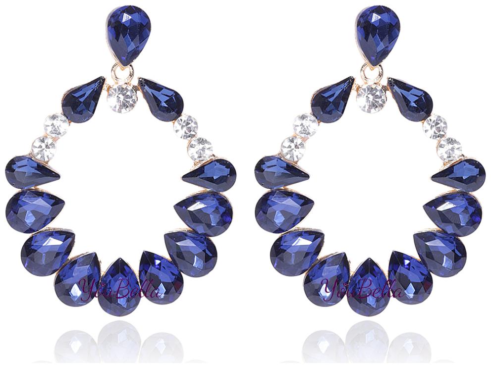 

YouBella Stylish Latest Design Crystal Jewellery Gold Plated Dangler Earrings for Women (Blue) (YBEAR 32446)