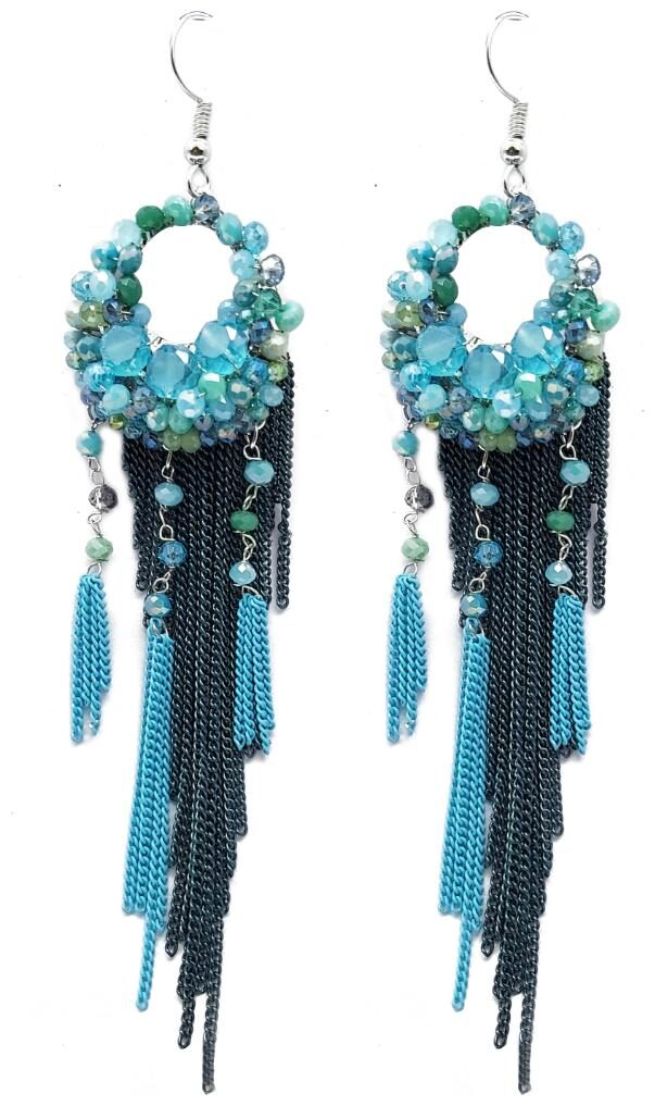 

YouBella Stylish Handmade Tassel Jewellery Dangler Earrings for Women (Blue) (YBEAR 32359)