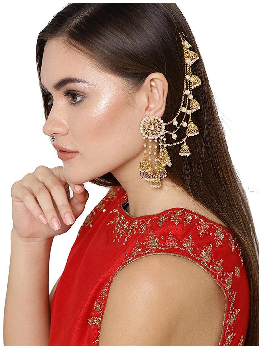 

YouBella Stylish Party Wear Traditional Jewellery Gold Plated and Pearl Jhumkis Earrings for Women (Golden)(YBEAR 32070A)