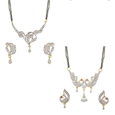 

Youbella Women s Pride Collection Combo Of Two Designer American Diamond Mangalsutra