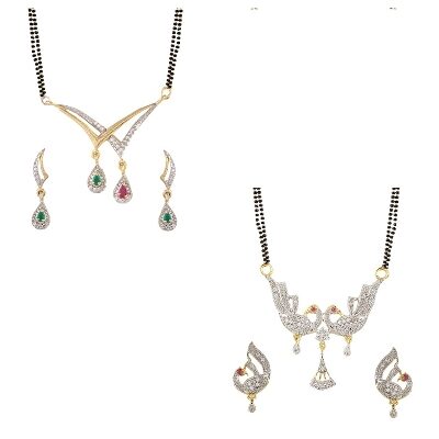 

Youbella Women s Pride Collection Combo Of Two Designer American Diamond Mangalsutra