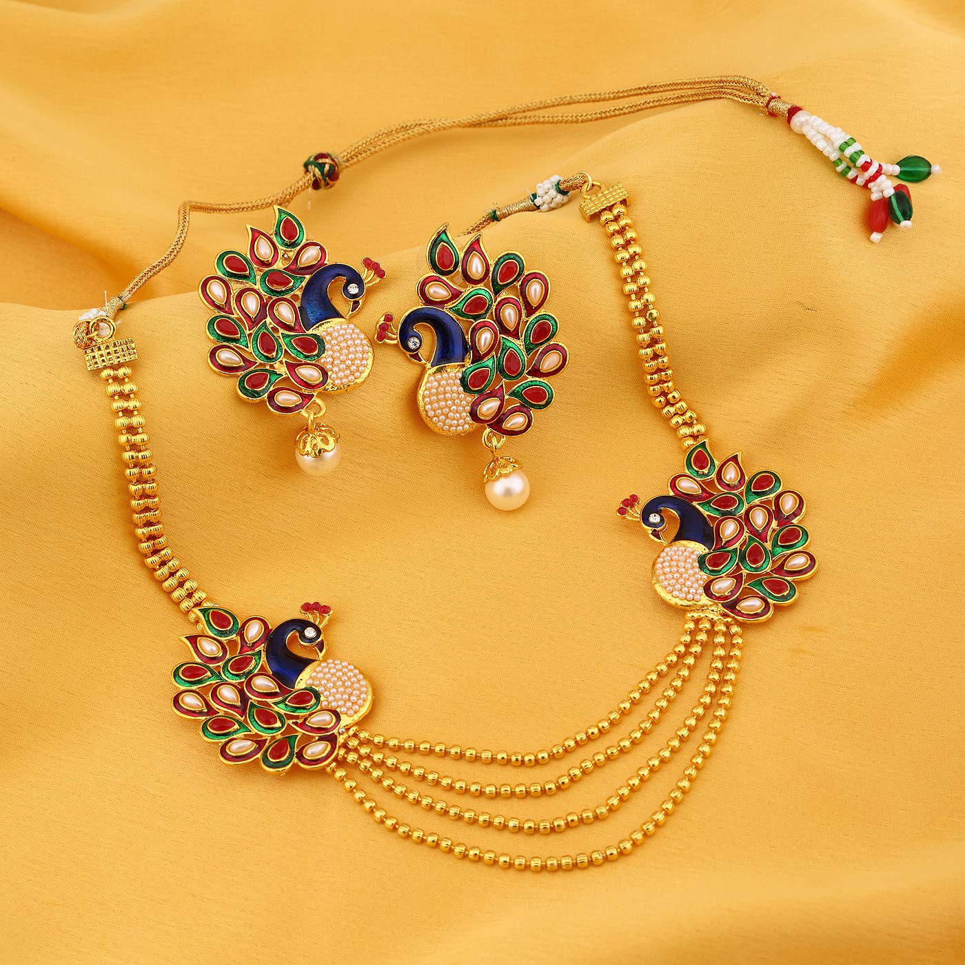 

ZaffreCollections Golden Gold-Plated Necklace Set For Women