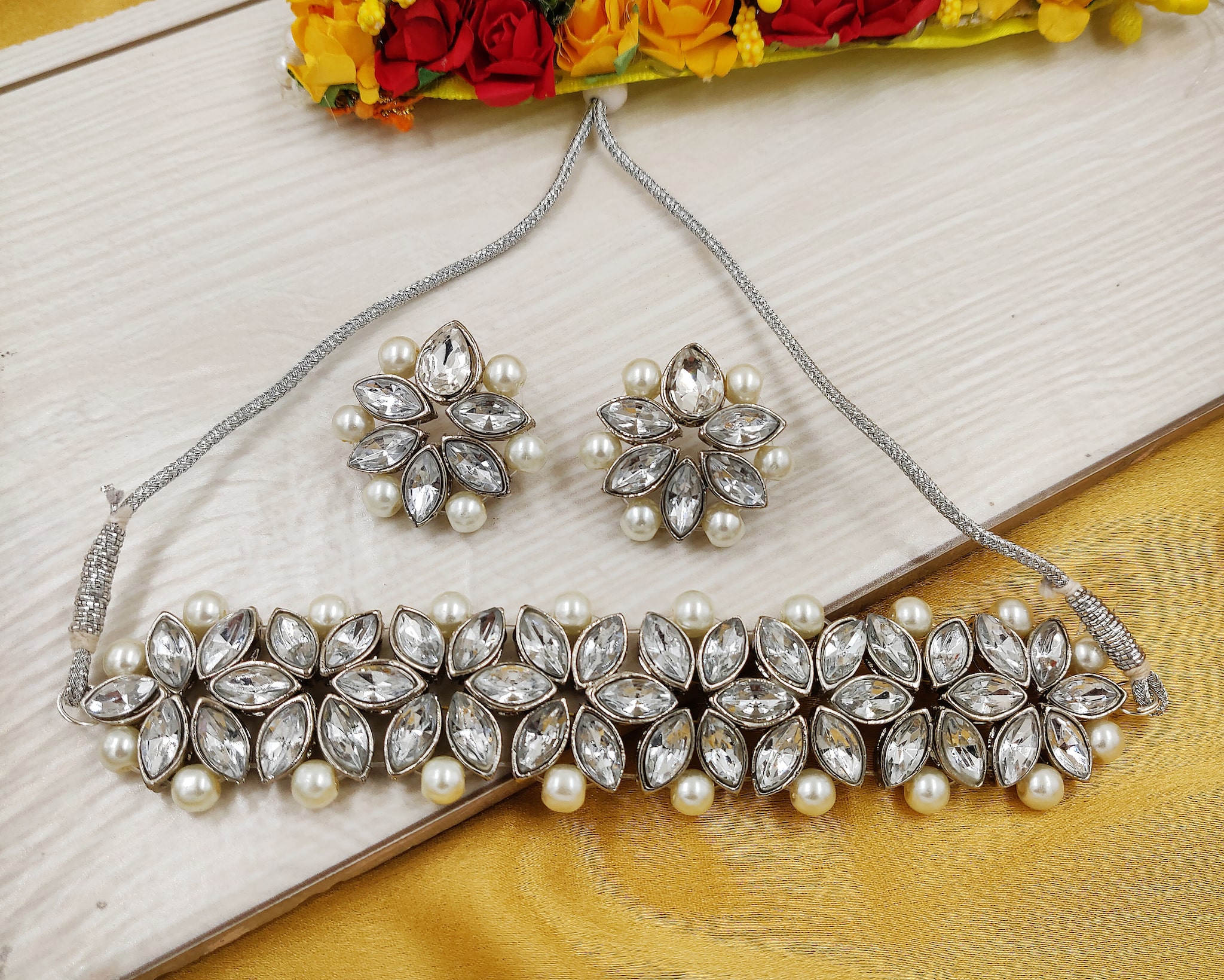 

ZaffreCollections Silver Silver Plated Necklace Set For Women
