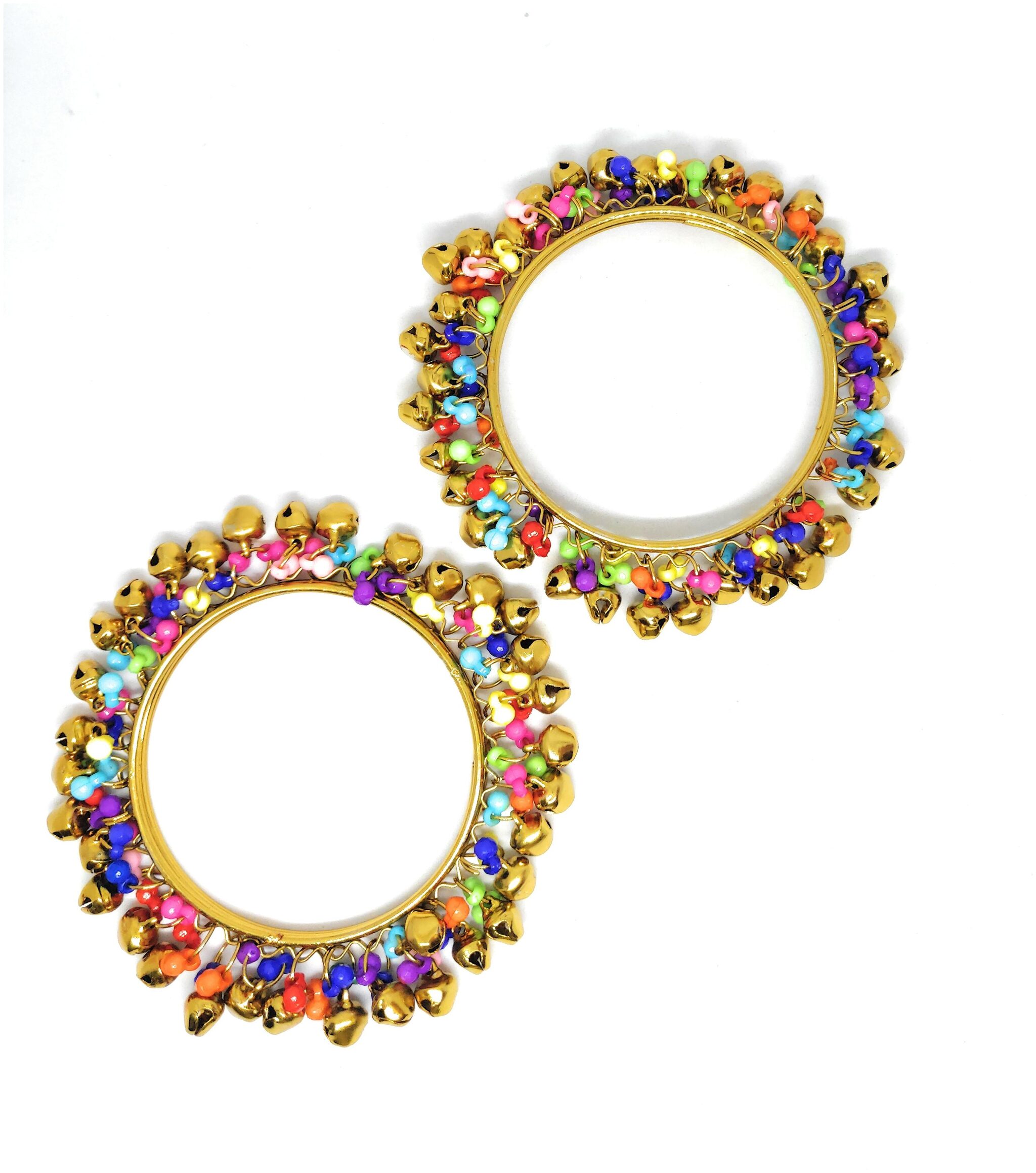 

ZaffreCollections Trendy Gold Bangle with Colorful Ghungroo set of 2