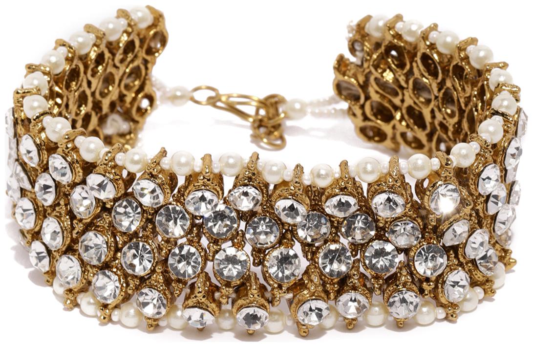 

Zaveri Pearls Austrian Diamonds Pearls Traditional Bracelet-ZPFK8037