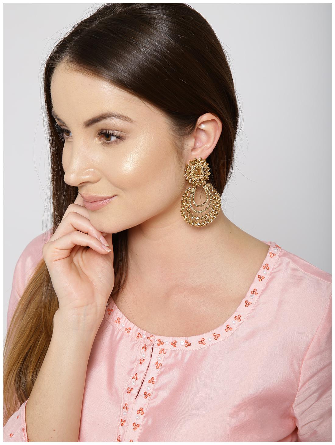 

Zaveri Pearls Gold Tone Traditional Dangle Earring-ZPFK6930
