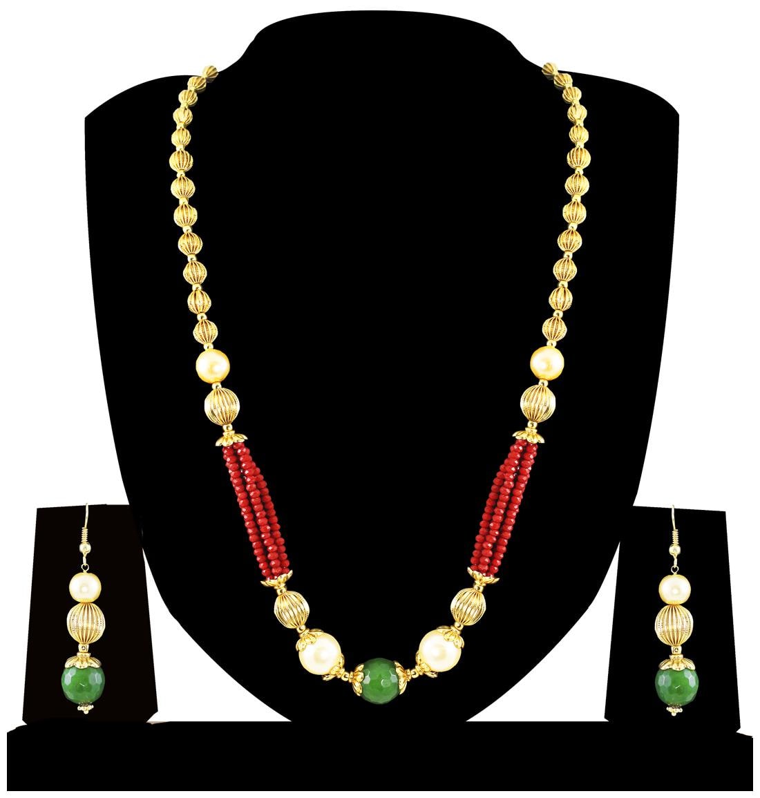 

Zaveri Pearls Red Necklace Sets