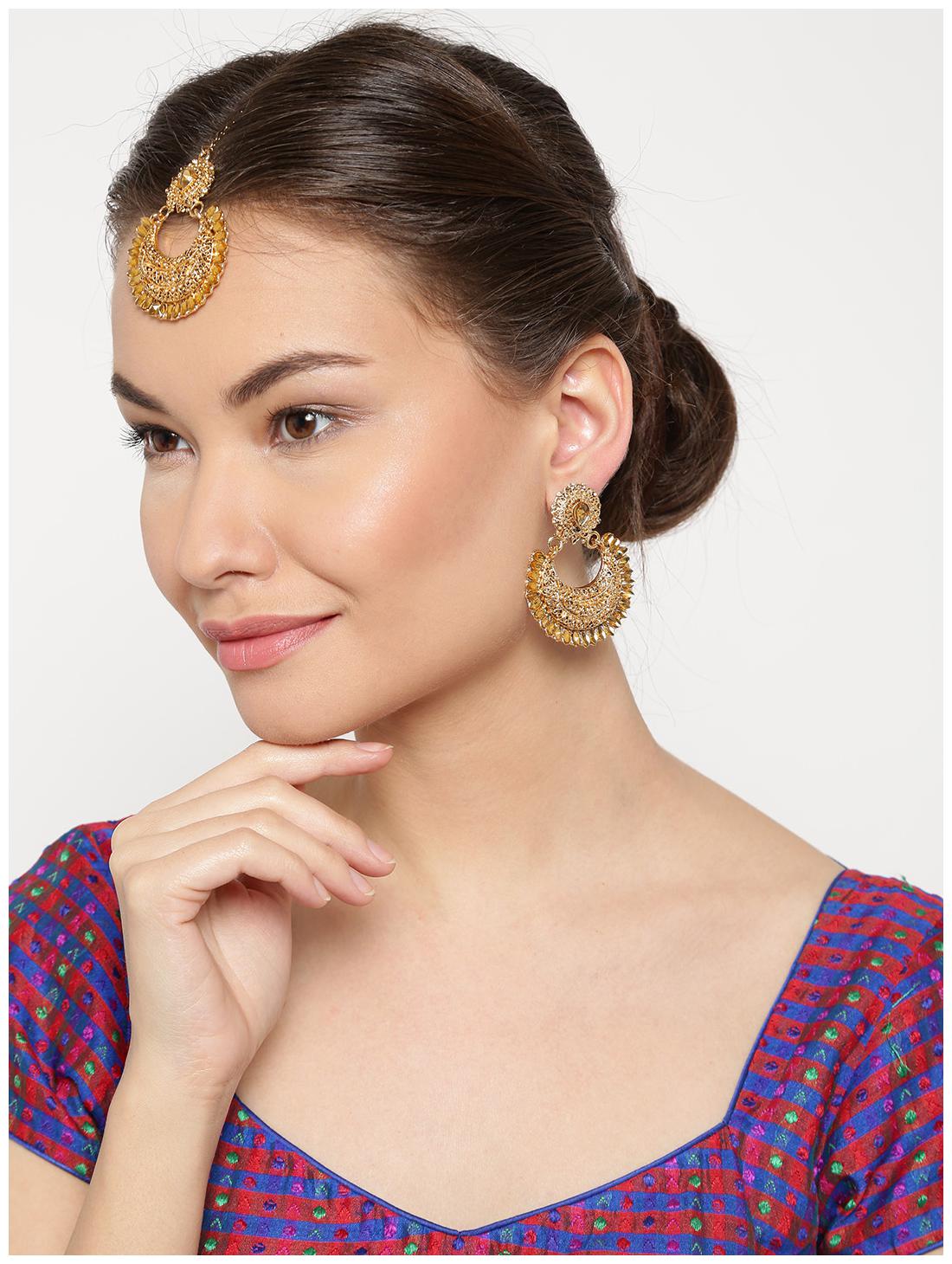 

Zaveri Pearls Combo of 2 Beautiful Earring Maangtikka Set-ZPFK6650
