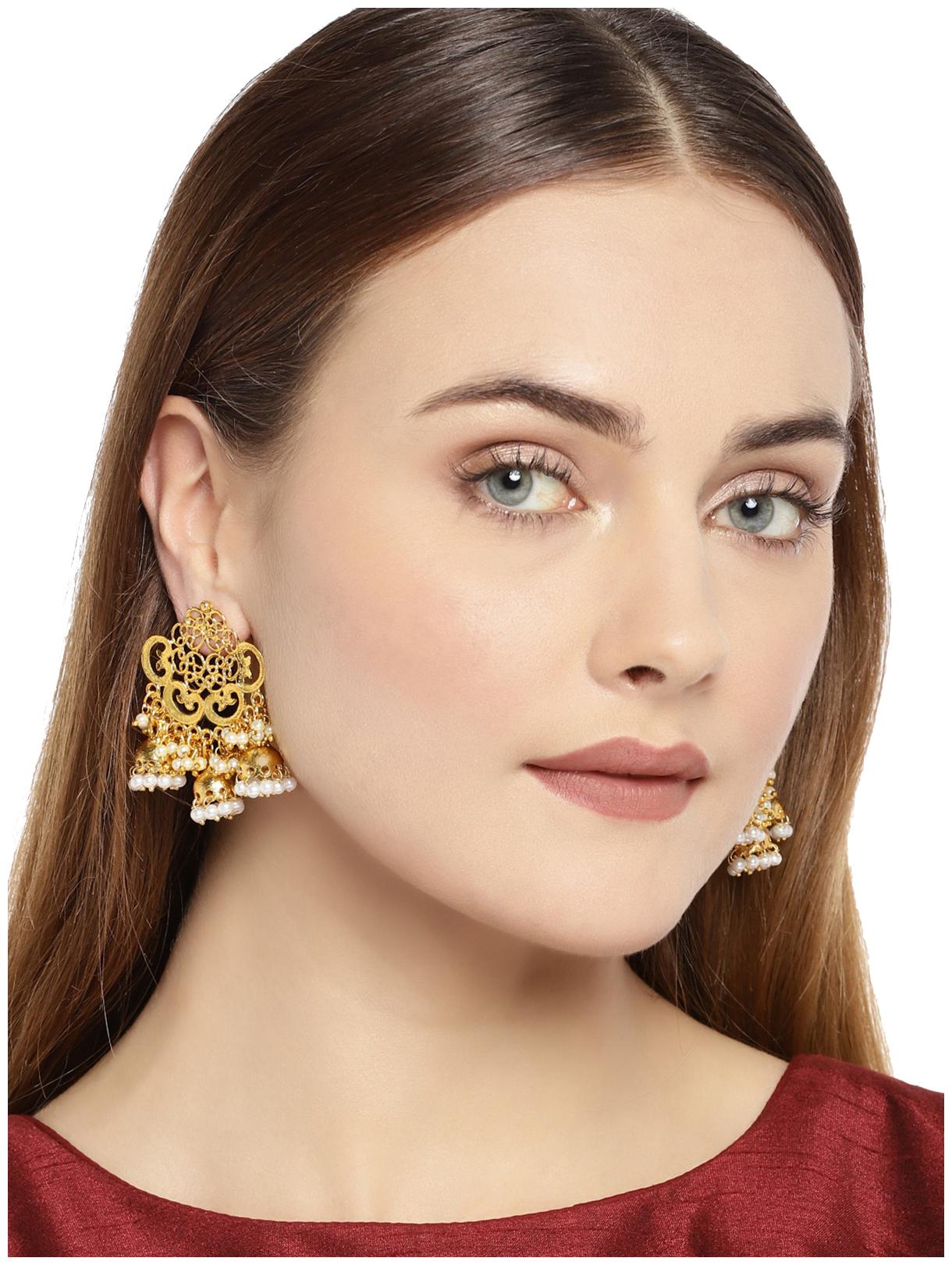 

Zaveri Pearls Antique Gold Tone Dangling Jhumki Drops Earring-ZPFK7804