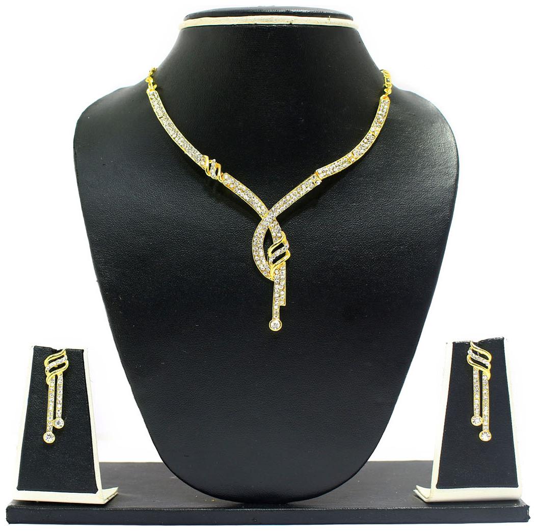 

Zaveri Pearls Elegant Diamond Necklace Set