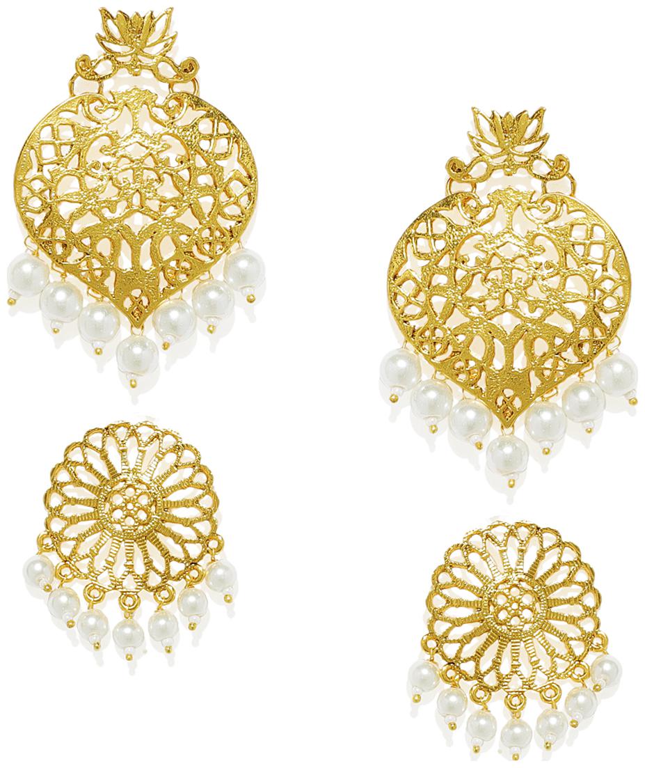 

Zaveri Pearls Combo of 2 Antique Gold Tone Dangle Drops Earring-ZPFK7825