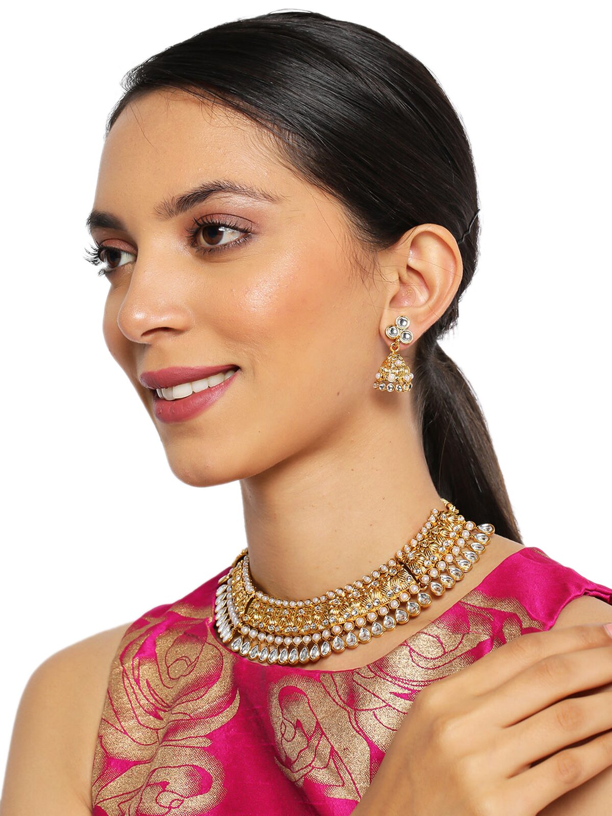 

Zaveri Pearls Traditional Kundan Necklace Set-ZPFK8839