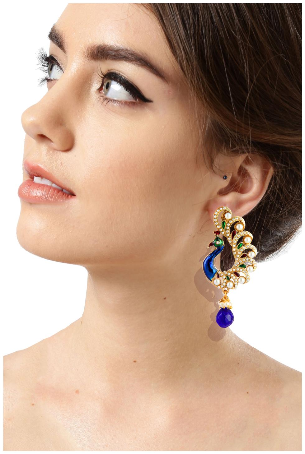 

Zaveri Pearls Set Of Two Peacock Inspired Earrings - ZPFK6023