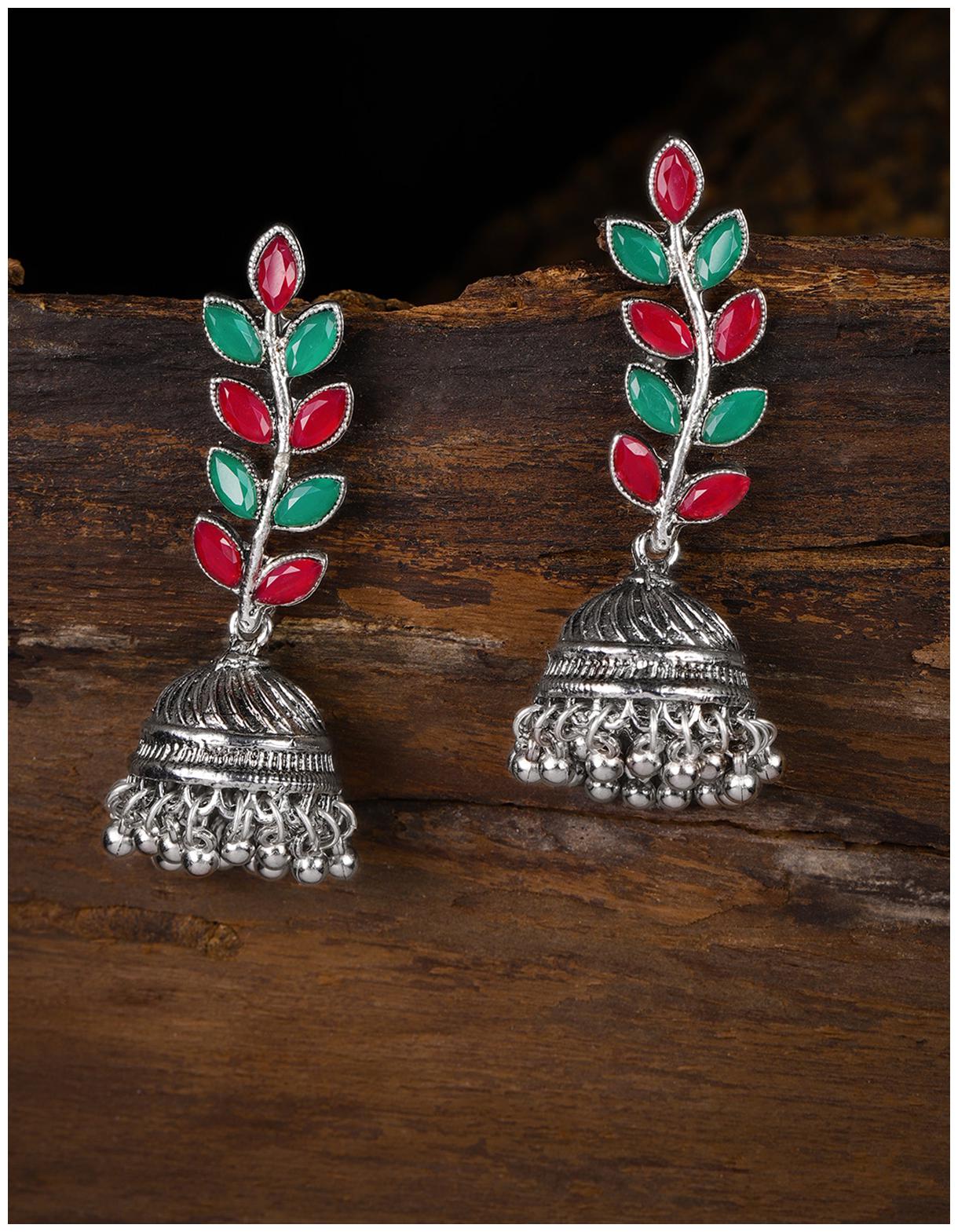 

Zaveri Pearls Silver Tone Leaf Shaped Jhumki Earring For Women-ZPFK8749