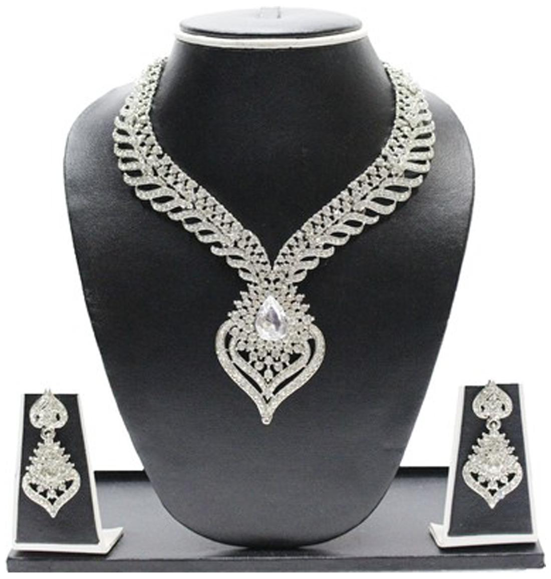 

Zaveri Pearls Austrian Diamond Necklace Set