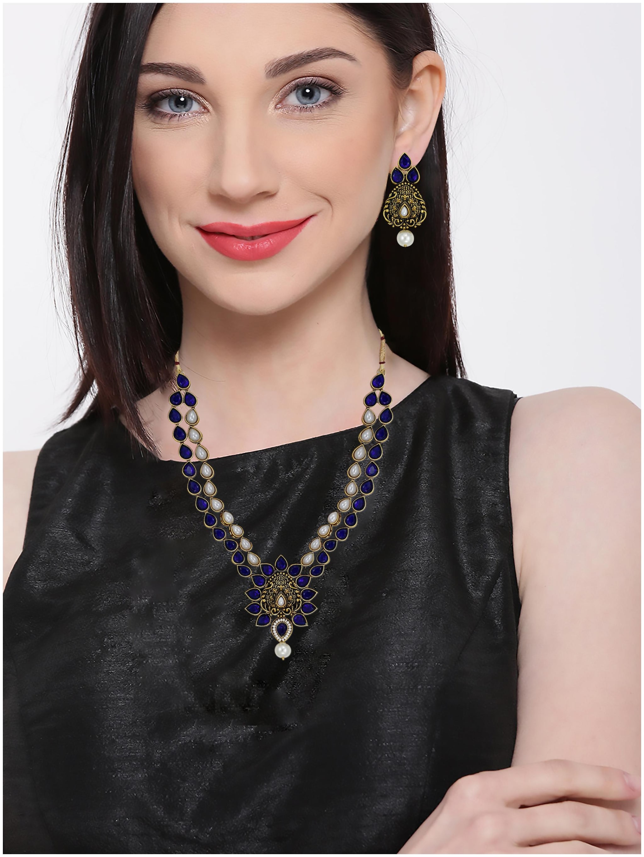 

Zaveri Pearls Dark Antique Ethnic Necklace Set - ZPFK6127