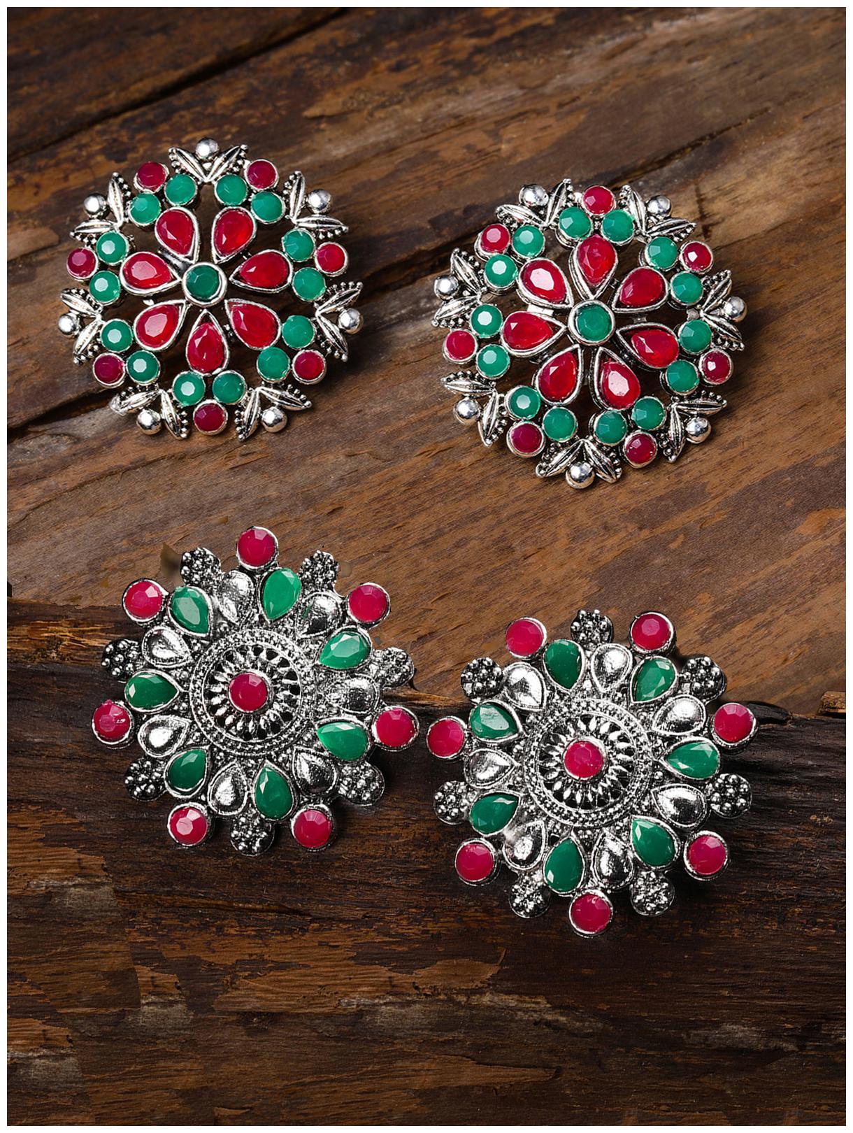 

Zaveri Pearls Combo of 2 Antique Silver Traditional Stud Earring-ZPFK9028