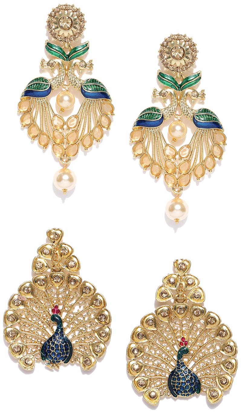 

Zaveri Pearls Combo of 2 Peacock Inspired Dangle Earring-ZPFK8811