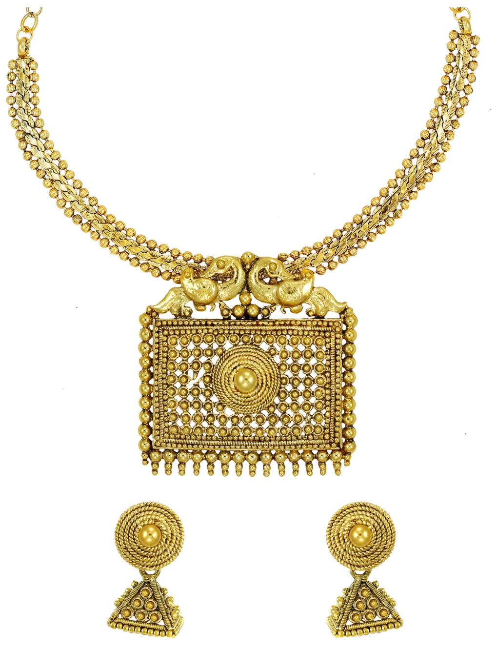

Zaveri Pearls Rajasthani Look Peacock Design Necklace Set - ZPFK5632