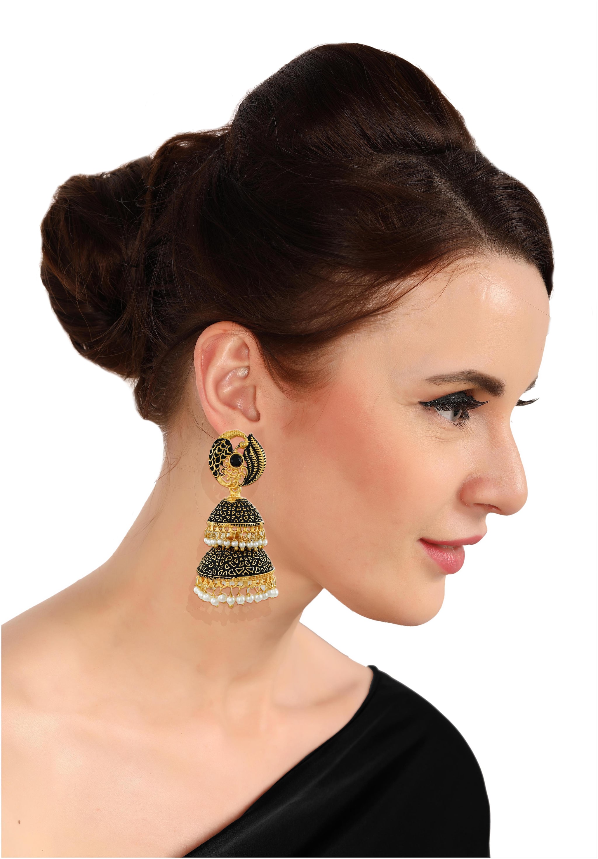 

Zaveri Pearls Dark Antique Double-Decker Jhumki Earring - ZPFK6050