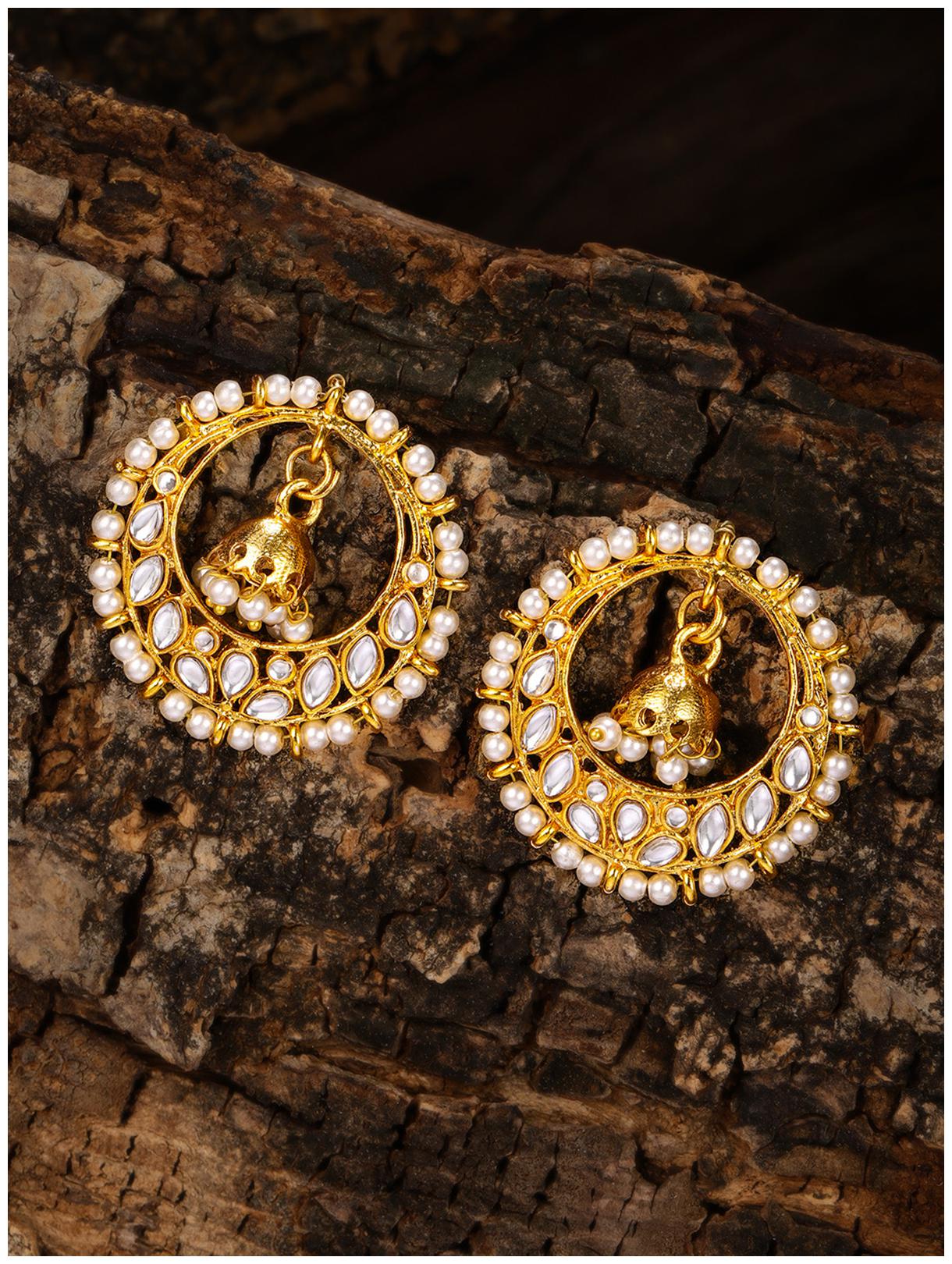 

Zaveri Pearls Gold Tone Kundan Pearls Circular Stud Earring For Women-ZPFK8758