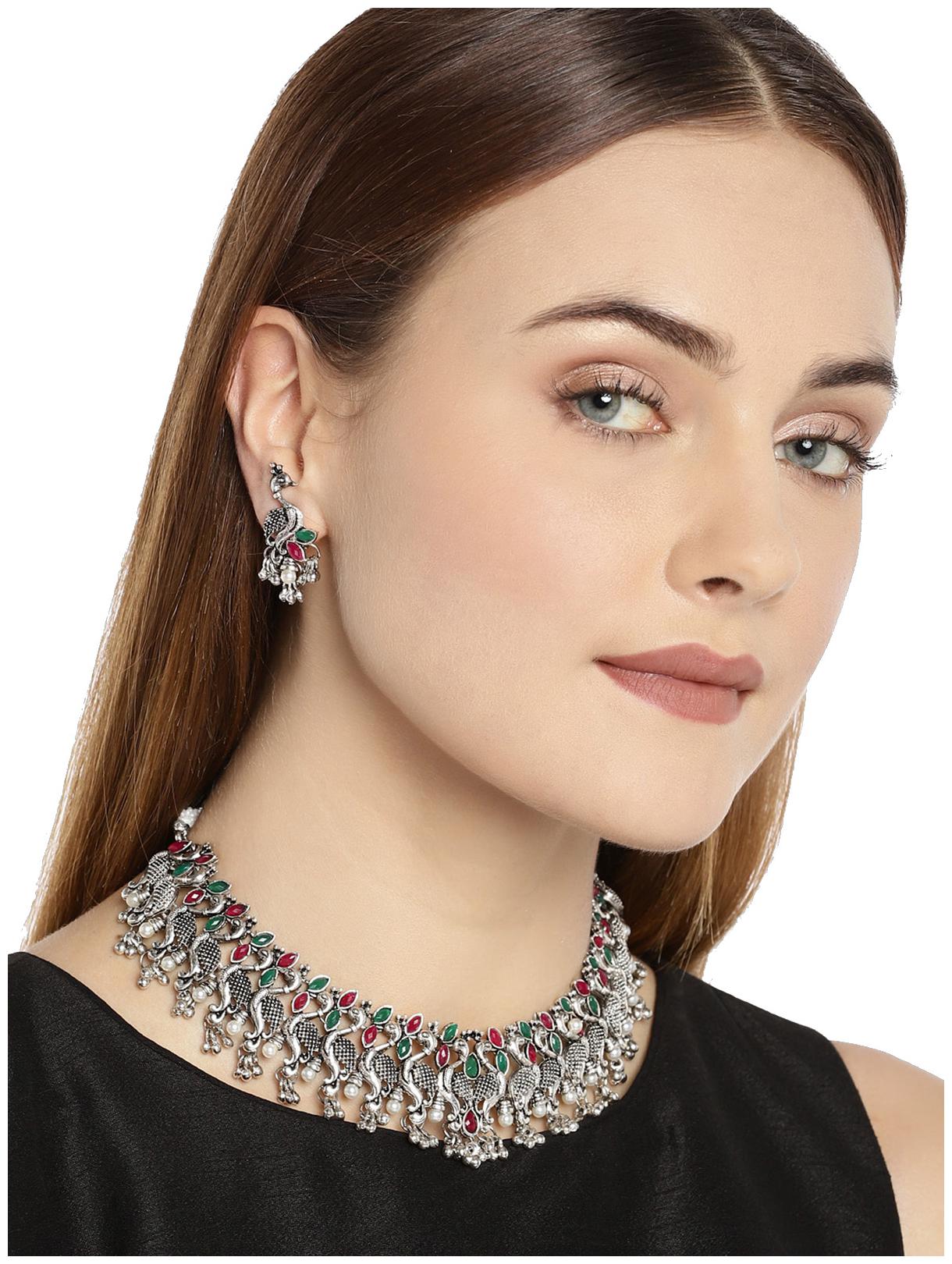 

Zaveri Pearls Traditional Peacock Inspired Necklace Set for Women-ZPFK7562