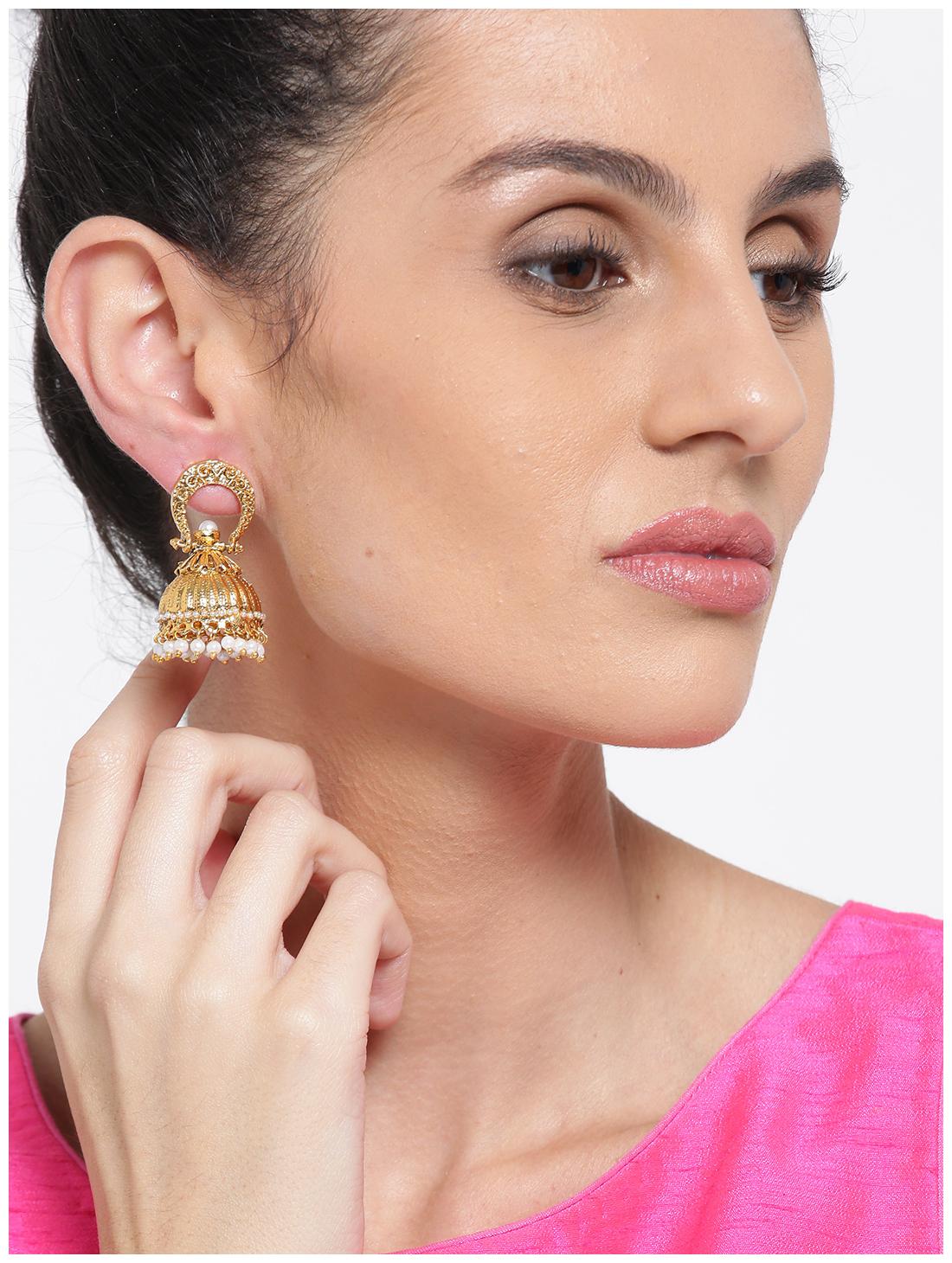 

Zaveri Pearls Gold-Toned Unique Jhumki Earring-ZPFK6527