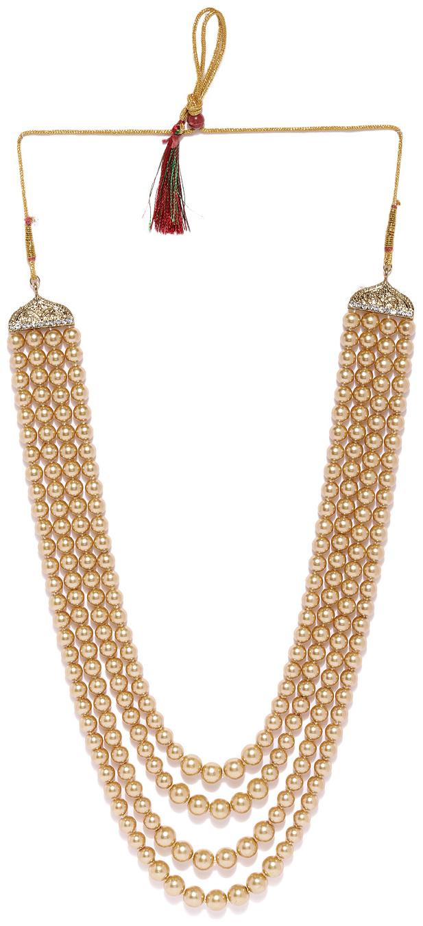 

Zaveri Pearls Traditional Multi Layers Long Beaded Mala For Men-ZPFK9137