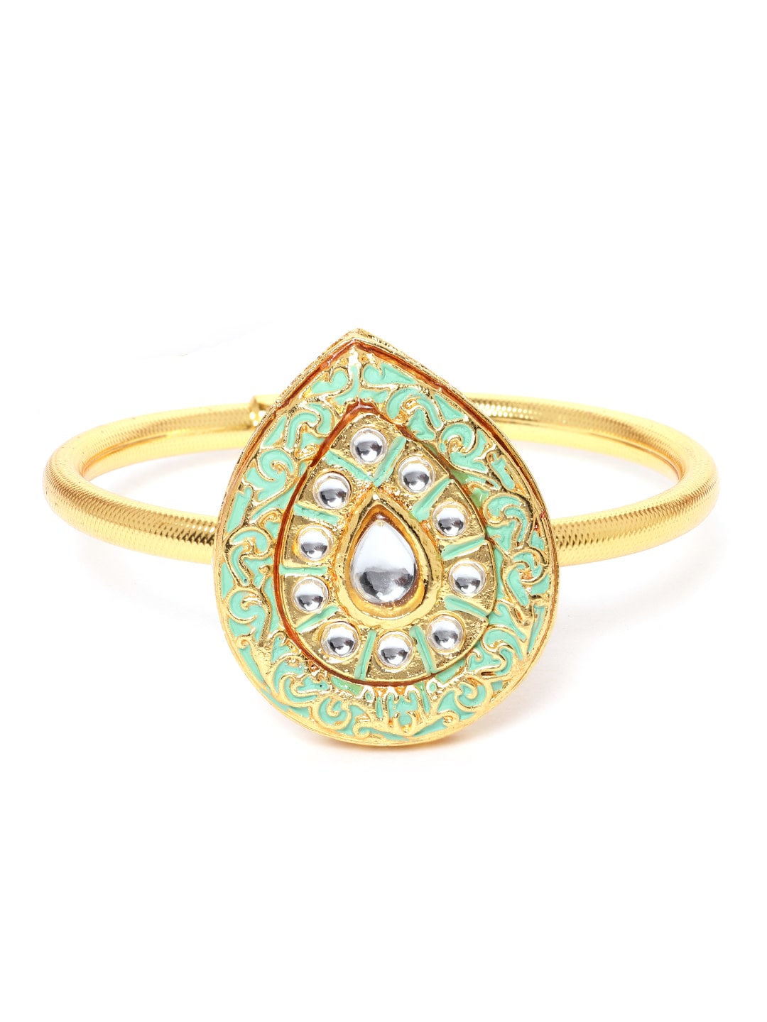 

Zaveri Pearls Enamelling Sea Green Kundan Filigree Traditional Bangle Style Kada-ZPFK9616